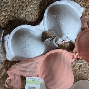 Maidenform White and Peach Lace Bras